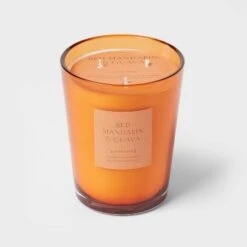 Colored Vase Glass With Dustcover Mandarin & Guava Candle Orange - Threshold™ -Threshold shop GUEST 0935bd9a 1522 4b47 b1ed 14541db7ee27