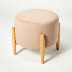 Elroy Round Velvet Ottoman With Wooden Legs - Threshold™ Designed With Studio McGee 4 Elroy Round Velvet Ottoman With Wooden Legs - Threshold™ Designed With Studio McGee -Threshold shop GUEST 13e14aa9 b8ef 4504 a404 2a753759c130