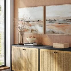 (Set Of 2) 24" X 30" Faded Landscape Framed Wall Canvases Natural - Threshold™