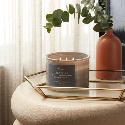 14oz Lidded Gray Glass Jar Crackling Wooden 3-Wick Candle with Paper Label Black Cedar - Threshold™ 14oz Lidded Gray Glass Jar Crackling Wooden 3-Wick Candle With Paper Label Black Cedar - Threshold™ -Threshold shop GUEST 206ce77b 50e2 4d28 8013 c471adada119