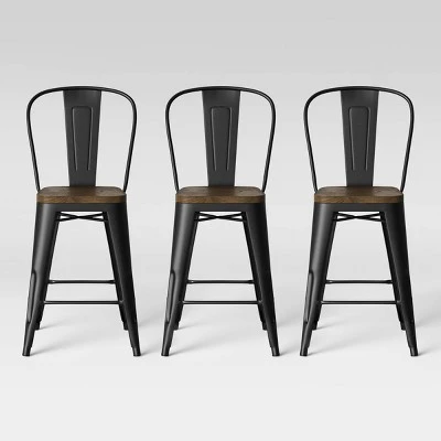 Set of 3 Carlisle Backed Counter Height Barstool with Wood Seat Matte Black - Threshold™ Set Of 3 Carlisle Backed Counter Height Barstool With Wood Seat Matte Black - Threshold™ -Threshold shop GUEST 444468bd 466e 472a a7f9 5b23f87ed1e0