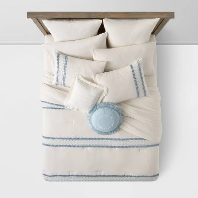 12pc Embroidered Fringe Stripe with Tassels Comforter & Sheet Bedding Set - Threshold™ 12pc Embroidered Fringe Stripe With Tassels Comforter & Sheet Bedding Set - Threshold™ -Threshold shop GUEST 5079272c cdb2 4e54 8055 076301d068cf