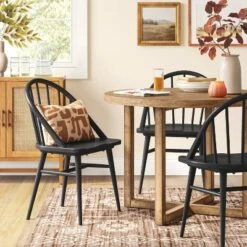 2pk Adwolf Rounded Spindle Dining Chairs Black - Threshold™