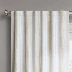 1pc 50"x63" Blackout Block Striped Window Curtain Panel White/Beige - Threshold™