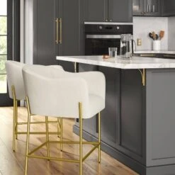 Gladden Barrel Counter Height Stool Cream Boucle/Brass - Opalhouse™ Designed With Jungalow™