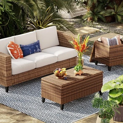 Brookfield Steel Wicker Patio Sofa - Light Brown - Threshold™ Brookfield Steel Wicker Patio Sofa - Light Brown - Threshold™ -Threshold shop GUEST 7f3c7231 05db 4c19 9535 cdd8dad40792 1