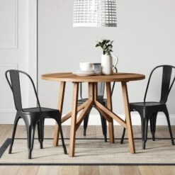 42" Clarksburg Cross Leg Wood Dining Table Round Brown - Threshold™