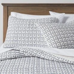 Embroidered Grid Sham Blue - Threshold