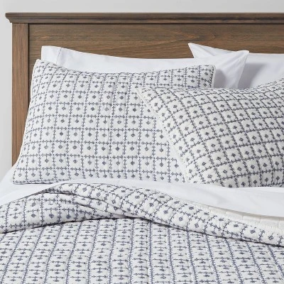 Embroidered Grid Sham Blue - Threshold Embroidered Grid Sham Blue - Threshold -Threshold shop GUEST 83cb7fc7 4cb0 4ed2 af8b 6339b5b7b600