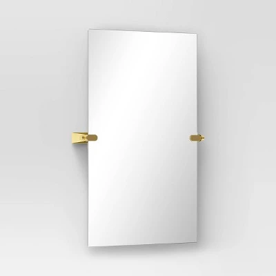 20" x 30" Frameless Rectangular Pivot Mirror Brass - Threshold™ 20" X 30" Frameless Rectangular Pivot Mirror Brass - Threshold™ -Threshold shop GUEST 8caf2570 92ce 4459 b556 417cd90b2a92