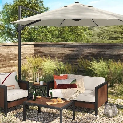 11'x11' Offset Solar Patio Umbrella - Black Pole - Threshold™ 11'x11' Offset Solar Patio Umbrella - Black Pole - Threshold™ -Threshold shop GUEST 93f9d10f 1bf4 4542 b43d 383bb3711557