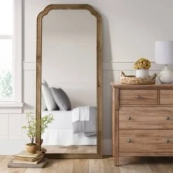 30" X 70" Oversize Leaner French Country Wood Mirror Natural - Threshold™