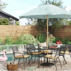 9'x9' Market Patio Umbrella - Light Wood Pole - Threshold™