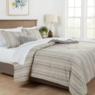 7pc Reversible Printed Stripe Comforter Bedding Set with Sheets Gray - Threshold™ 7pc Reversible Printed Stripe Comforter Bedding Set With Sheets Gray - Threshold™ -Threshold shop GUEST be916f2b b6e1 43db b1f8 47014f548058