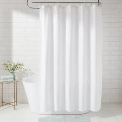 Dyed Clipped Diamond Shower Curtain White - Threshold™