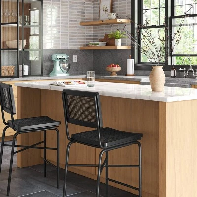 Errol Cane and Wood Counter Height Barstool with Metal Legs Black - Threshold™ Errol Cane And Wood Counter Height Barstool With Metal Legs Black - Threshold™ -Threshold shop GUEST dbf55dc8 88f6 4cef b8ae cf624fa3a6d0
