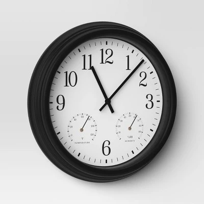 16" Outdoor Wall Clock Charcoal Gray - Threshold™ 16" Outdoor Wall Clock Charcoal Gray - Threshold™ -Threshold shop GUEST dec84d0b 2d90 42e9 8015 6e79eca8c532