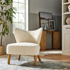 Sculpted Faux Shearling Accent Chair Cream - Threshold™ Designed With Studio McGee