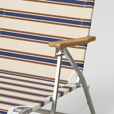 Striped Aluminum Beach Lounger with Wood Arms - Threshold™ Striped Aluminum Beach Lounger With Wood Arms - Threshold™ -Threshold shop GUEST df789a71 0257 4fd1 9821 4102e7b5fb20