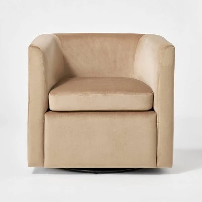Vernon Upholstered Barrel Swivel Chair Light Brown Velvet - Threshold™ designed with Studio McGee Vernon Upholstered Barrel Swivel Chair Light Brown Velvet - Threshold™ Designed With Studio McGee -Threshold shop GUEST e8cdeaea 6538 4b63 93db f39effae6277