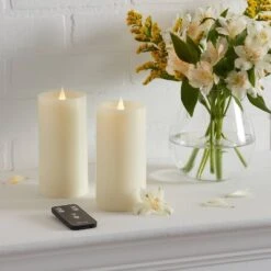 2pk 3" X 6" LED Candles Cream - Threshold™